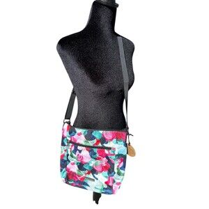 Samantha Brown To-Go Crossbody Bag Womens Multicolor Floral Zip Top Travel